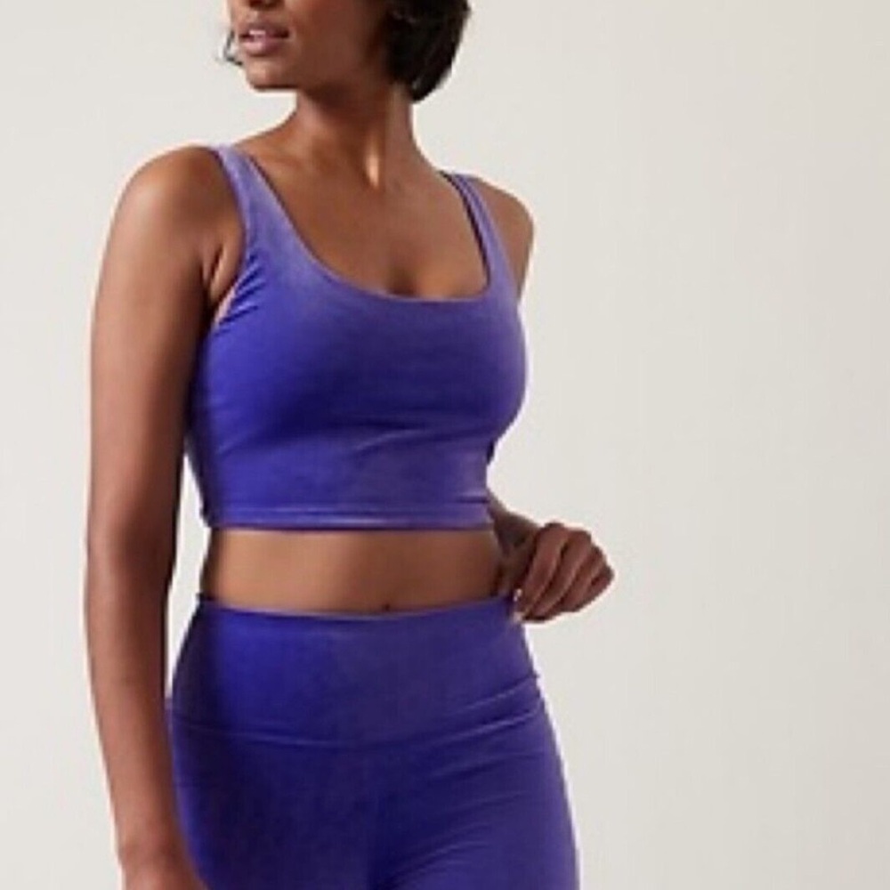 Athleta Purple velvet crop cut out